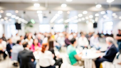 Community Event Blur - Blurred background of a community event or gathering with participants and community engagement.
