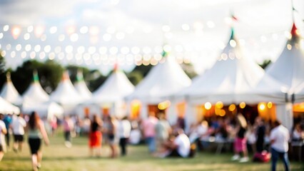 Outdoor Event Blur - Blurred background of an outdoor event or festival with tents and activities.