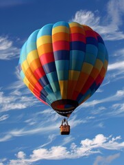 Obraz premium colorful hot air balloon, blue skies, sparse clouds, National Geographic photography 