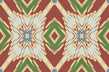 Abstract ikat ethnic seamless pattern design. Aztec fabric carpet mandala ornament chevron textile decoration wallpaper. Tribal turkey African Indian