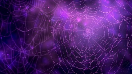 A purple background with a spider web in the foreground