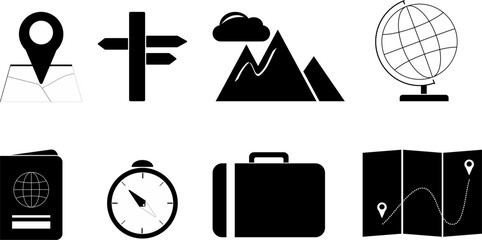 Collection of tour and travel vector icons. Travel and tour icons set. Tourism vector icon. holiday vector icon