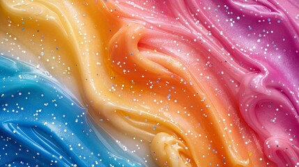 Colorful glitter slime with vibrant swirls and a glossy finish