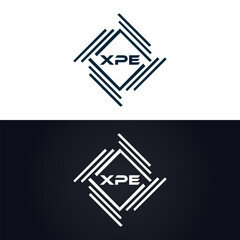 XPE logo. X P E design. White XPE letter. XPE, X P E letter logo design. X P E letter logo design in GOLD, GOLDEN LOGO, THREE, style. letter logo set in one artboard. X P E letter logo vector design.