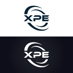 XPE logo. X P E design. White XPE letter. XPE, X P E letter logo design. X P E letter logo design in GOLD, GOLDEN LOGO, THREE, style. letter logo set in one artboard. X P E letter logo vector design.