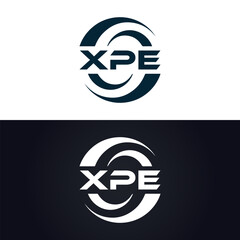 XPE logo. X P E design. White XPE letter. XPE, X P E letter logo design. X P E letter logo design in GOLD, GOLDEN LOGO, THREE, style. letter logo set in one artboard. X P E letter logo vector design.