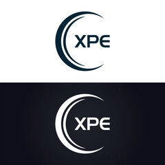 XPE logo. X P E design. White XPE letter. XPE, X P E letter logo design. X P E letter logo design in GOLD, GOLDEN LOGO, THREE, style. letter logo set in one artboard. X P E letter logo vector design.