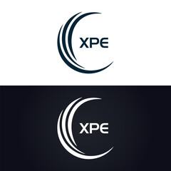 XPE logo. X P E design. White XPE letter. XPE, X P E letter logo design. X P E letter logo design in GOLD, GOLDEN LOGO, THREE, style. letter logo set in one artboard. X P E letter logo vector design.