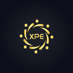 XPE logo. X P E design. White XPE letter. XPE, X P E letter logo design. X P E letter logo design in GOLD, GOLDEN LOGO, THREE, style. letter logo set in one artboard. X P E letter logo vector design.