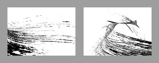 Strokes of black paint on a white background. Set of two templates. Graffiti element. Design template for the design of banners, posters, booklets, covers, magazines. EPS 10