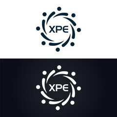 XPE logo. X P E design. White XPE letter. XPE, X P E letter logo design. X P E letter logo design in GOLD, GOLDEN LOGO, THREE, style. letter logo set in one artboard. X P E leator Artwork
