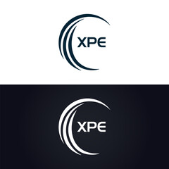 XPE logo. X P E design. White XPE letter. XPE, X P E letter logo design. X P E letter logo design in GOLD, GOLDEN LOGO, THREE, style. letter logo set in one artboard. X P E leator Artwork