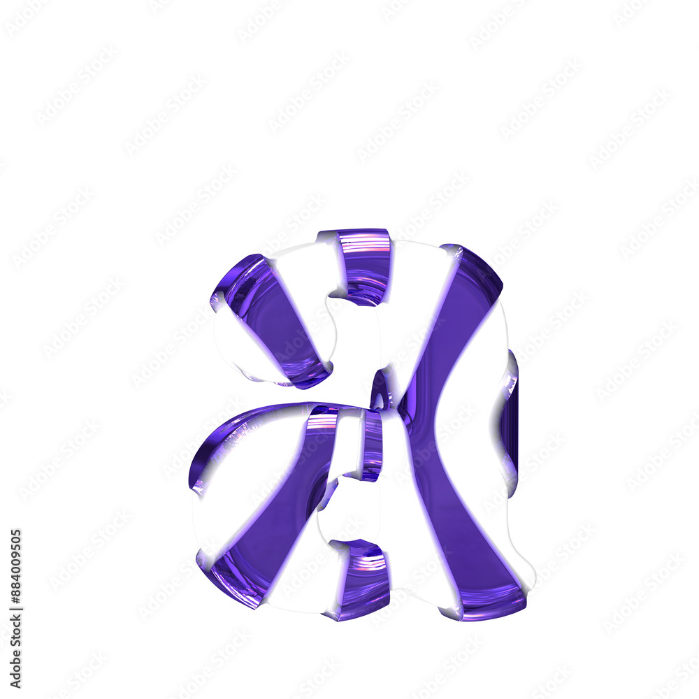 Wall mural White symbol with purple thick straps. letter a