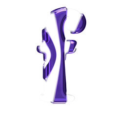 White symbol with purple thick straps. letter f