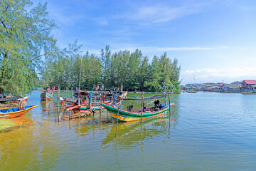 Obraz premium Beautiful colorful local fishing boats