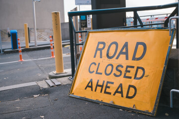 street sign on street in Sydney Australia, road closed sign