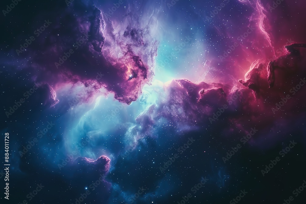 Wall mural incredible abstract background of a colorful space galaxy cloud nebula. starry night cosmos. univers