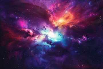 Naklejka premium Incredible abstract background of a colorful space galaxy cloud nebula. Starry night cosmos. Universe science astronomy. Supernova wallpaper