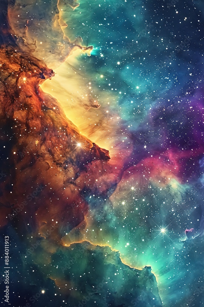 Wall mural incredible abstract background of a colorful space galaxy cloud nebula. starry night cosmos. univers