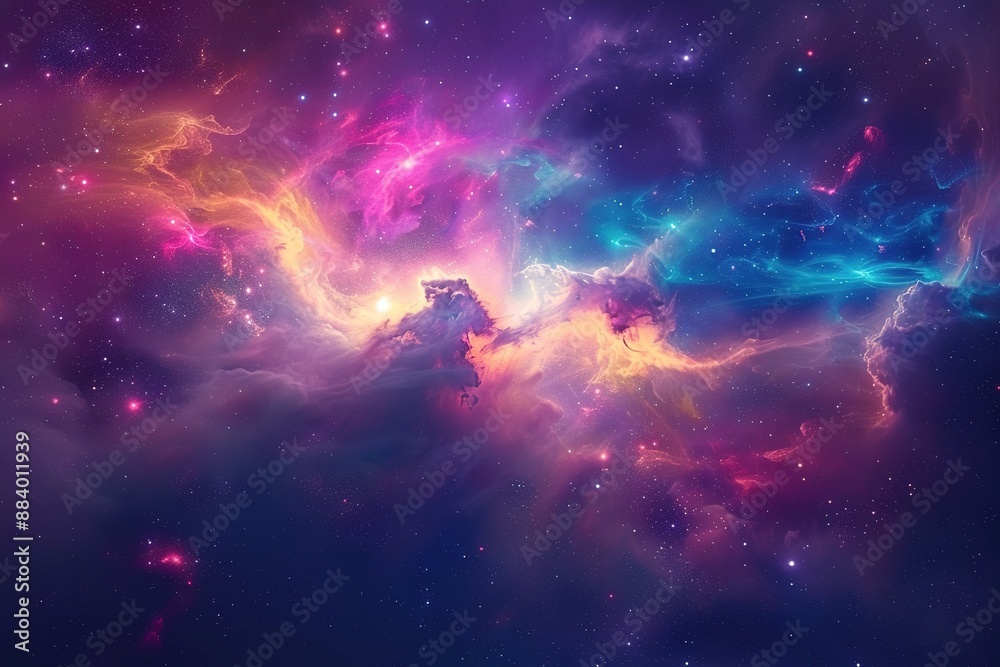 Wall mural incredible abstract background of a colorful space galaxy cloud nebula. starry night cosmos. univers