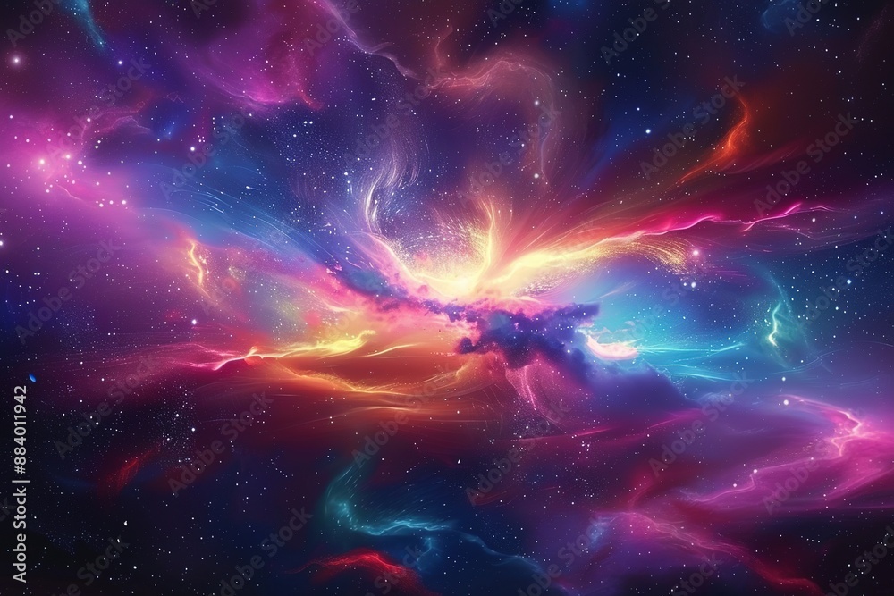 Wall mural incredible abstract background of a colorful space galaxy cloud nebula. starry night cosmos. univers