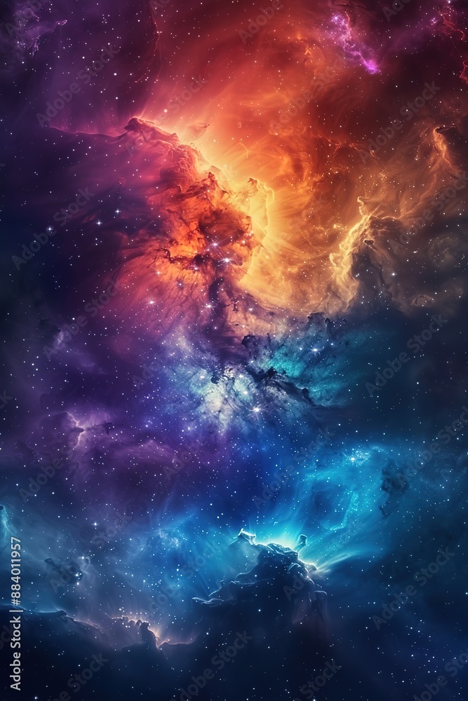 Wall mural incredible abstract background of a colorful space galaxy cloud nebula. starry night cosmos. univers