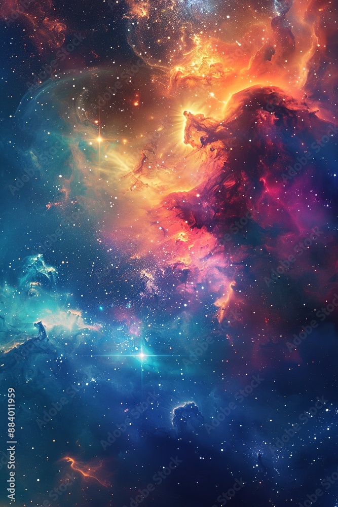 Wall mural incredible abstract background of a colorful space galaxy cloud nebula. starry night cosmos. univers