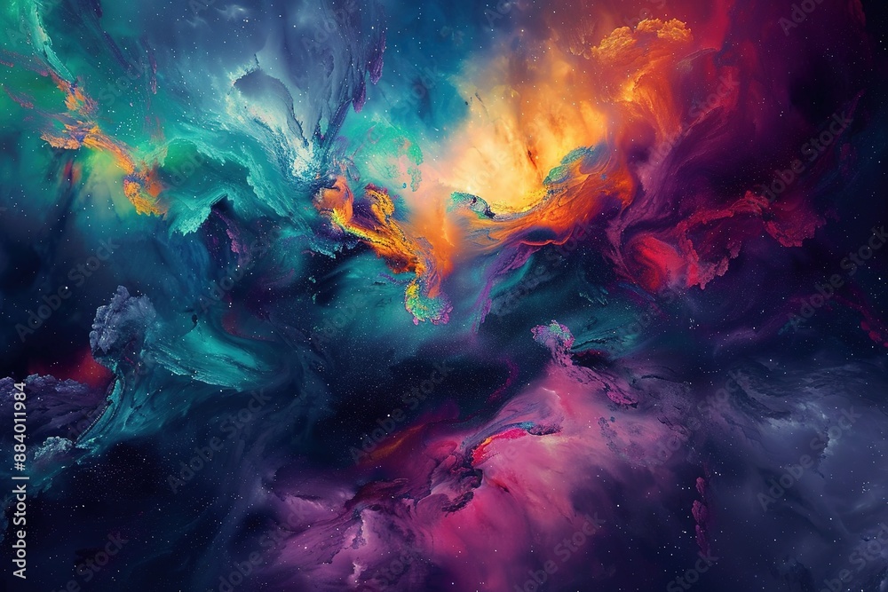 Wall mural incredible abstract background of a colorful space galaxy cloud nebula. starry night cosmos. univers