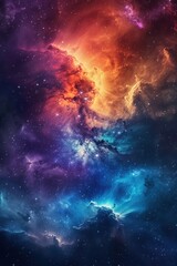 Incredible abstract background of a colorful space galaxy cloud nebula. Starry night cosmos. Universe science astronomy. Supernova wallpaper