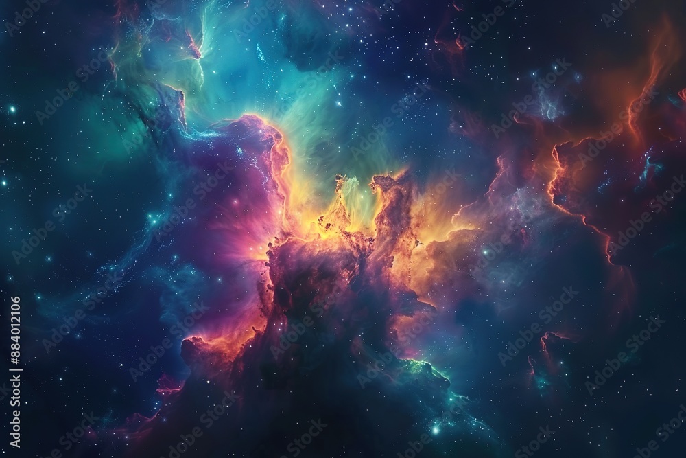 Wall mural incredible abstract background of a colorful space galaxy cloud nebula. starry night cosmos. univers