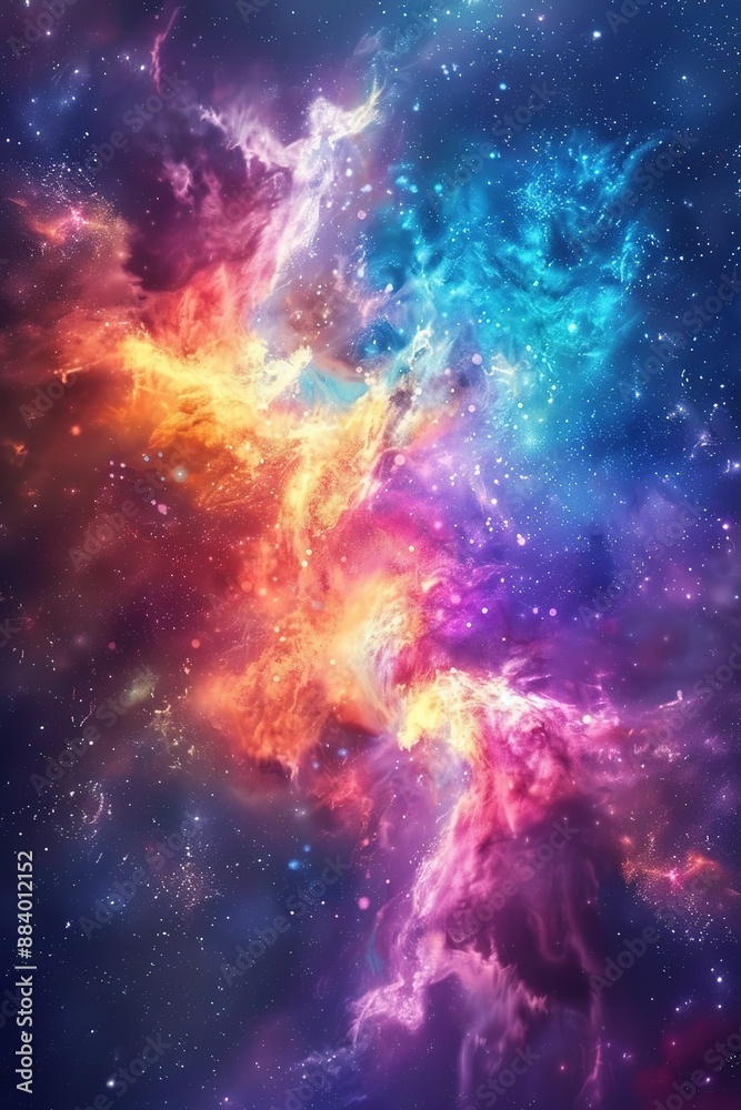 Wall mural incredible abstract background of a colorful space galaxy cloud nebula. starry night cosmos. univers
