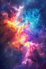 Incredible abstract background of a colorful space galaxy cloud nebula. Starry night cosmos. Universe science astronomy. Supernova wallpaper