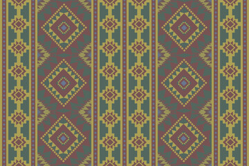 Navajo tribal vector seamless pattern. Native American ornament. Ethnic South Western decor style. Ikat Boho geometric ornament. Vector seamless pattern. Mexican blanket, rug. Woven carpet