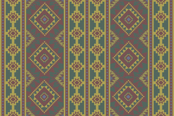 Navajo tribal vector seamless pattern. Native American ornament. Ethnic South Western decor style. Ikat Boho geometric ornament. Vector seamless pattern. Mexican blanket, rug. Woven carpet