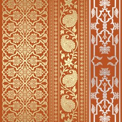 wedding card design, traditional paisley floral pattern , royal India	