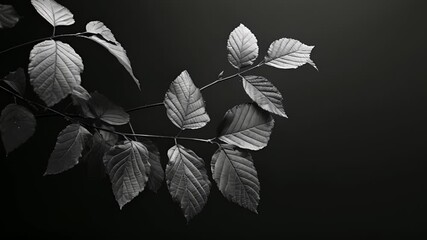 Against a stark black and white background the ed leaves create a stunning contrast of light and dark. Black and white art
