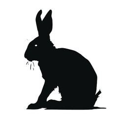 Black  silhouette of a rabbit isolated on white background.