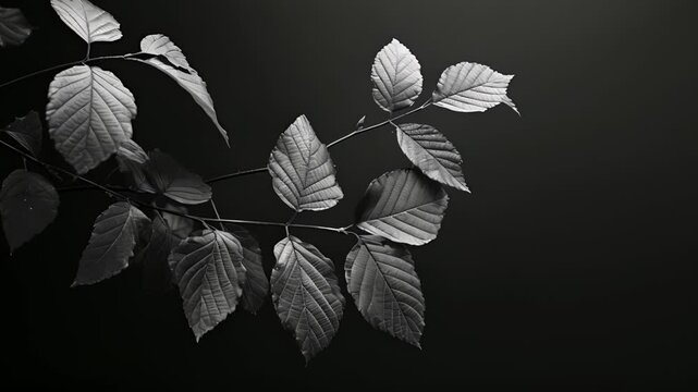 Against a stark black and white background the ed leaves create a stunning contrast of light and dark. Black and white art