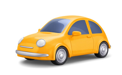 Fototapeta premium Yellow car isolated on white background. Clipping path included