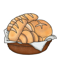 Bread Basket Hand Drawn 