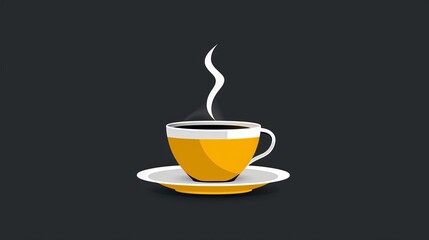 Coffee cup with steam, morning routine, flat design illustration