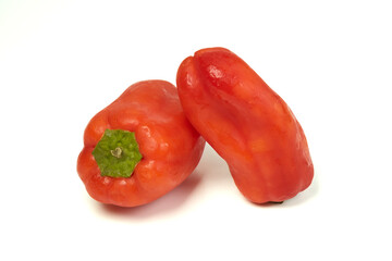 Fresh red bell pepper isolated on white background  with clipping path closed up.