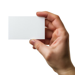 Fototapeta premium Hand holding business card isolated on transparent background