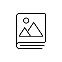 Photo album outline icons, minimalist vector illustration ,simple transparent graphic element .Isolated on white background