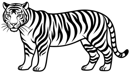 Graceful Tiger Line Art Vector Majestic Wildlife Sketch