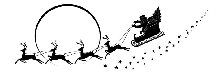 santa claus and reindeer slei...