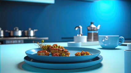 Fototapeta premium empty clean plates in a modern and bright kitchen