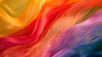 Obraz premium An artistic photograph of a rainbow flag in motion, with the background blurred to emphasize the flag's vibrant colors and fluid movement