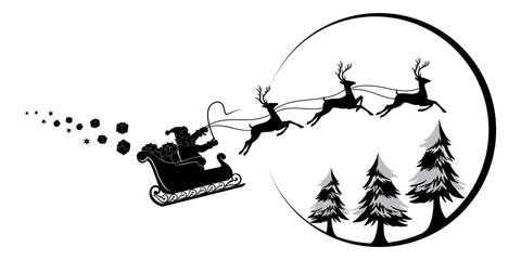 santa claus and reindeer slei...