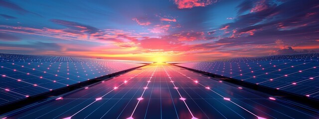 A solar panel array, depicting individual panels and the arrangement for optimal sun exposure.